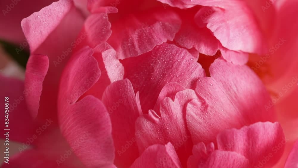 pink peony and water drops movement from left to right pink peony and water drops movement from left to right