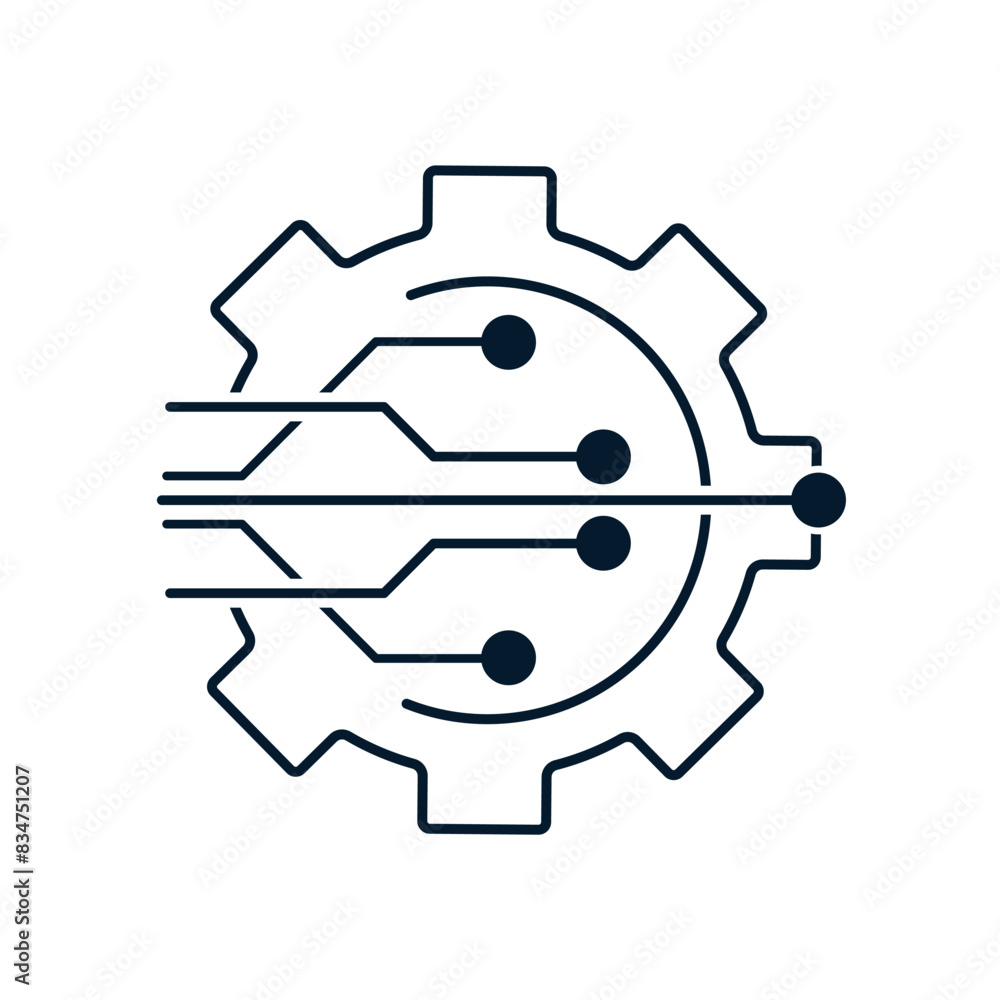 The concept of the introduction of digital technologies in the industry. Vector icon isolated on white background. The concept of the introduction of digital technologies in the industry. Vector icon isolated on white background.