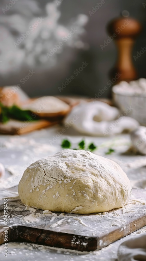 Homemade Pizza Dough on White Countertop, Fresh and Ready to Bake Homemade Pizza Dough on White Countertop, Fresh and Ready to Bake