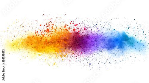 Colorful paint explosion on a white background. Color ink in water concept  colorful smoke cloud in the style of rainbow colors  abstract colorful painting  vibrant paint splash with particles  multic