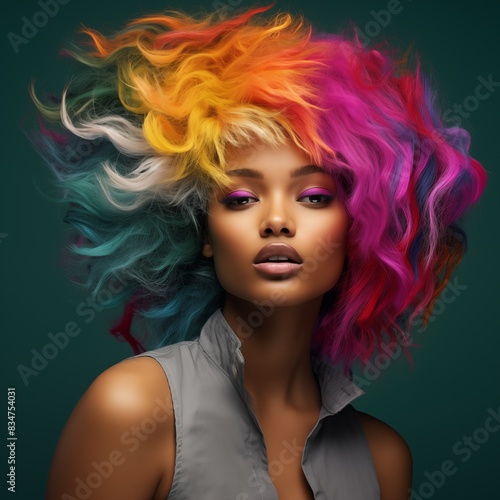 Black model with dyed colored hair
