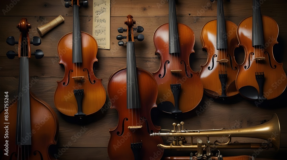 Naklejka premium Musical instruments orchestra or a collage of music.generative.ai