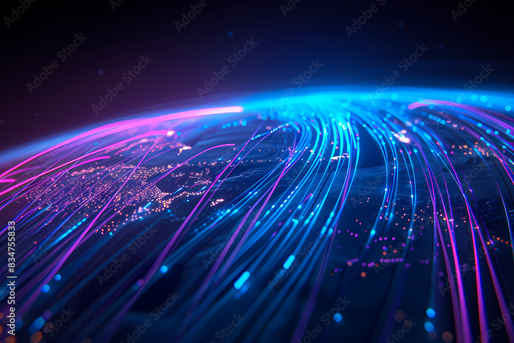 Illustration showcases futuristic digital art of network lines and nodes glowing in blue hues, representing modern communication technologies Illustration showcases futuristic digital art of network lines and nodes glowing in blue hues, representing modern communication technologies