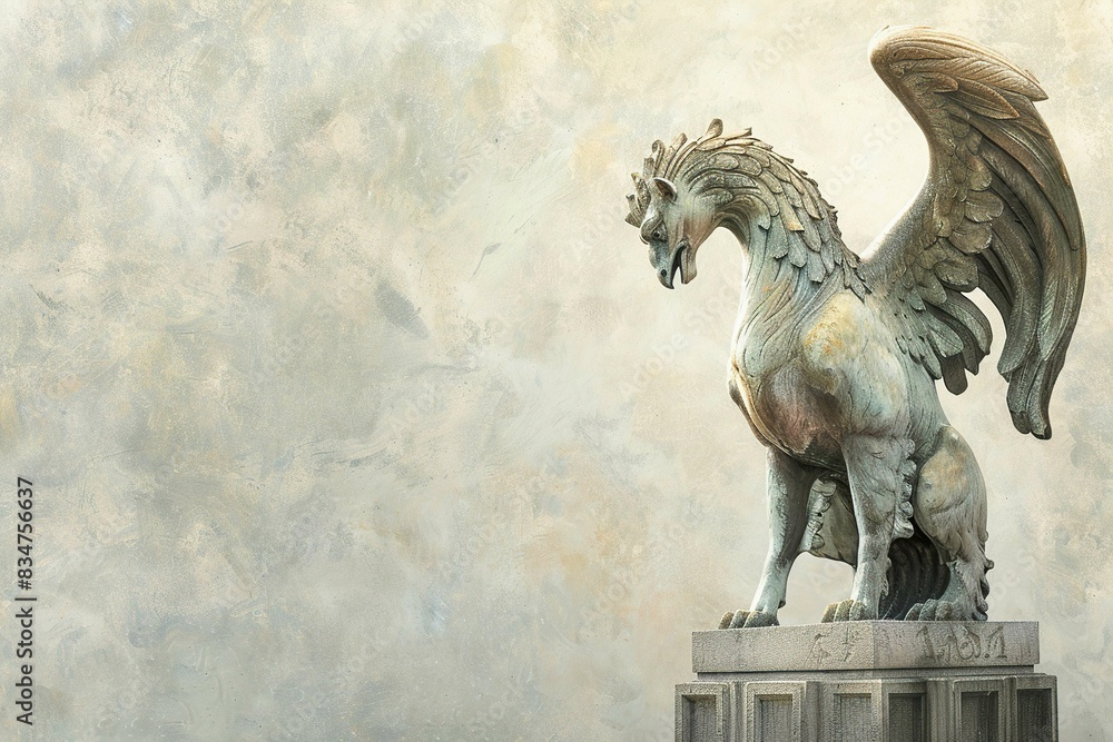 Fototapeta premium Hippogriff statue, space for text
