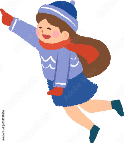 Girl Happily Pointing