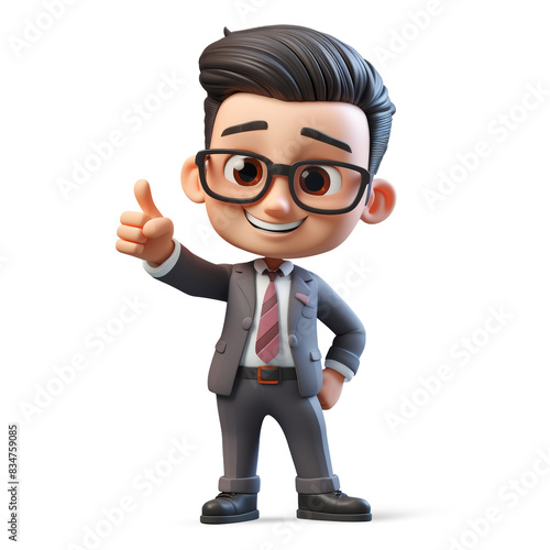 3d cute young businessman character