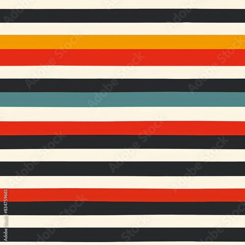 Horizontal Stripes Pattern, Retro Colors, Bold Design