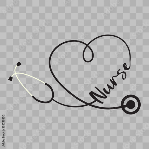 Heart Stethoscope nurse, nurse sticker, Nurse Heart sticker