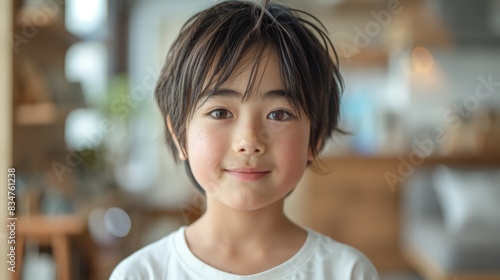 Close-up Portrait of a Smiling Young Asian Chinese Boy in Natural Light