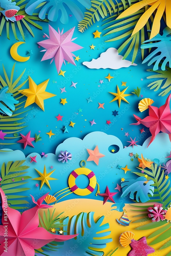 Fototapeta premium Bahamas Independence Day celebration, vector paper cut