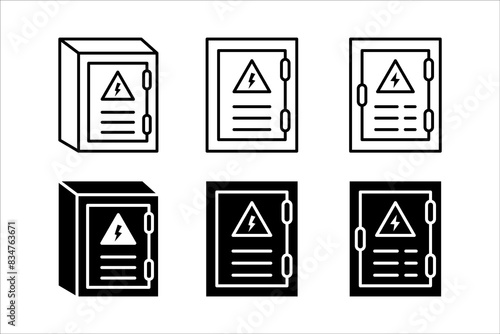electric panel box icon set vectors. Electric distribution icon. editable on white background.