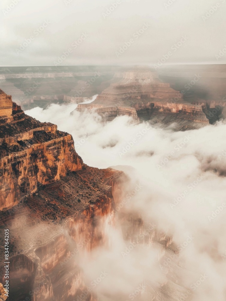 Fototapeta premium Fantasy USA Arizona Landscape with Grand Canyon and Misty Clouds Perfect for Nature Posters and Travel Photography