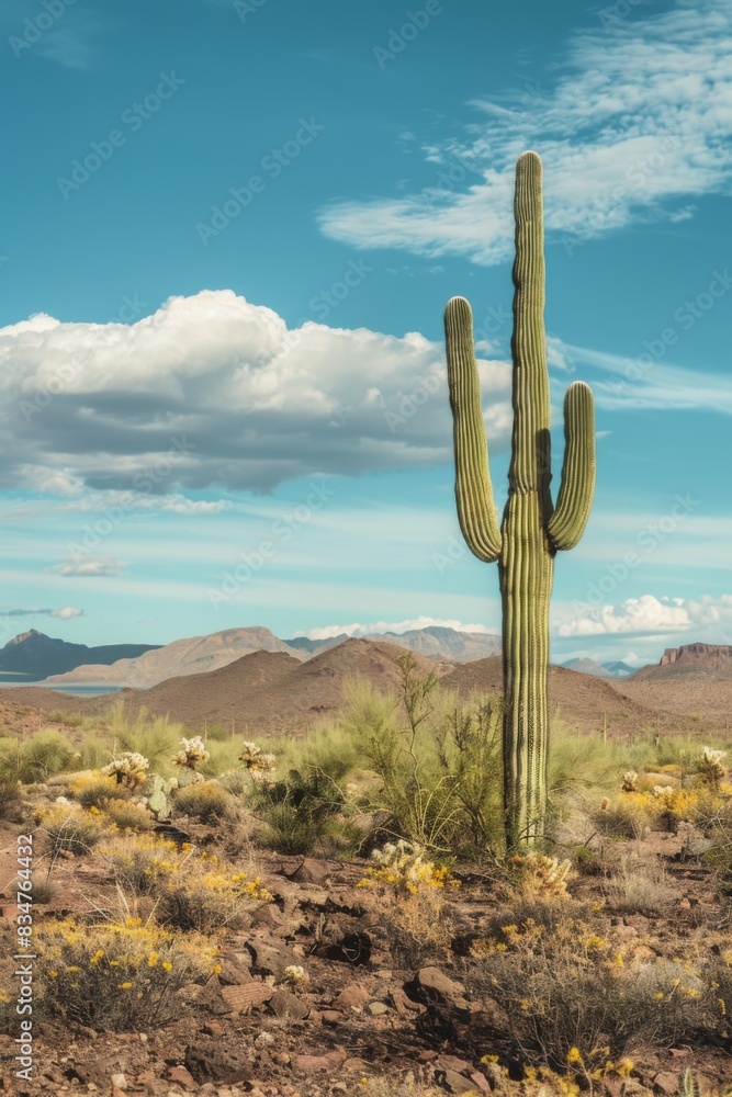 Majestic Arizona Desert Landscape with Saguaro Cactus Under Clear Blue Sky Perfect for Nature Prints and Travel Posters Majestic Arizona Desert Landscape with Saguaro Cactus Under Clear Blue Sky Perfect for Nature Prints and Travel Posters
