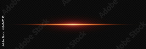 Red light effect. Line with a glare of light. On a transparent background.
