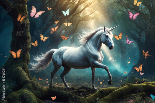 Fantasy image of a beautiful mythical creature  Unicorn
