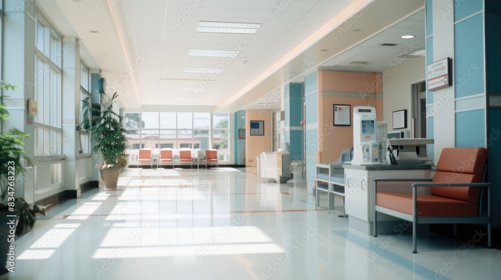 Modern Hospital Reception and Waiting Area with Sunlight