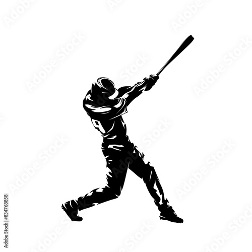 Baseball player, batter, isolated vector silhouette