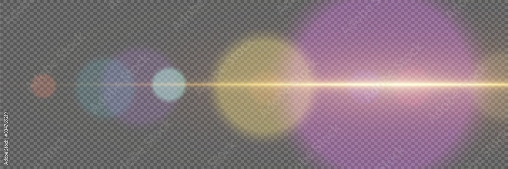 The magic of light with camera flare. Light line of bright light. On a transparent background. The magic of light with camera flare. Light line of bright light. On a transparent background.