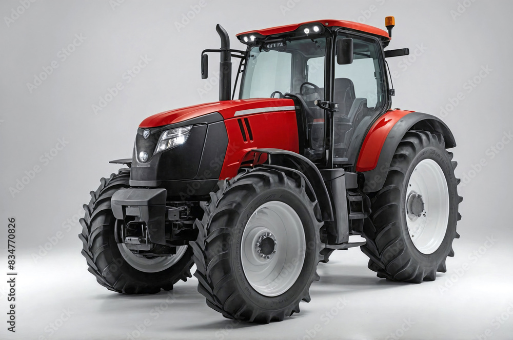side profile of the tractor, highlighting its wheels, cab, and body side profile of the tractor, highlighting its wheels, cab, and body