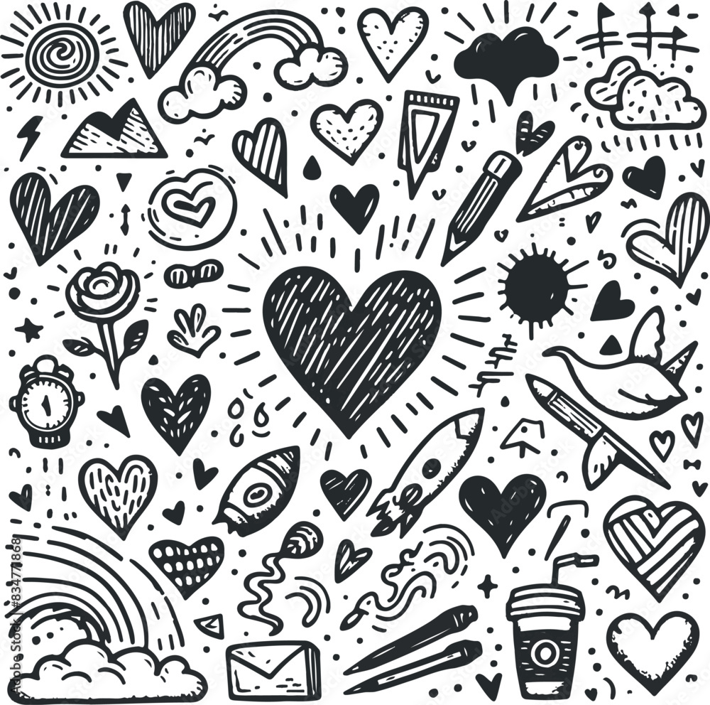 hand drawn hearts hand drawn hearts
