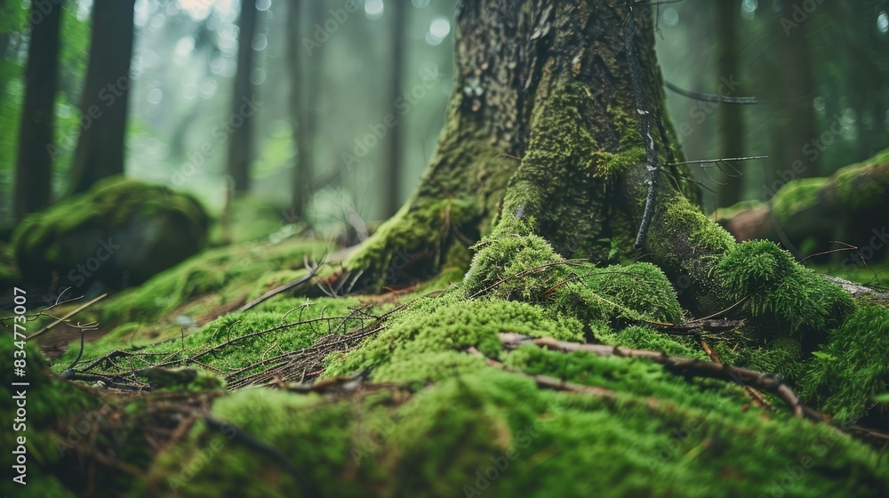 Naklejka premium Tree Growth Covered in Moss