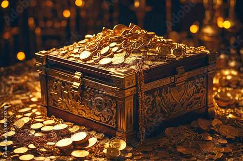 Wallpaper Mural An image of treasure chests and gold coin, bar, chain Torontodigital.ca