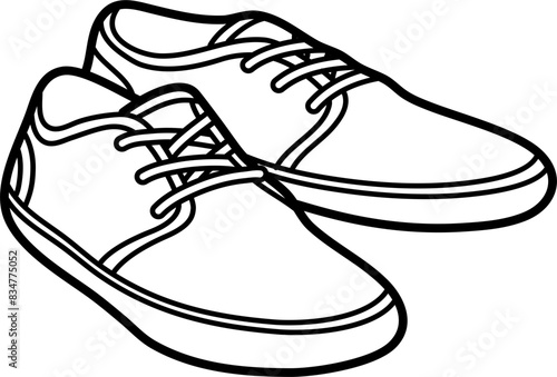 CANVAS SNEAKERS vector outline illustration