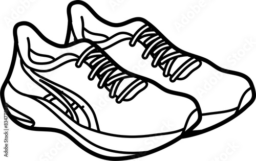 RUNNING SHOES vector outline illustration