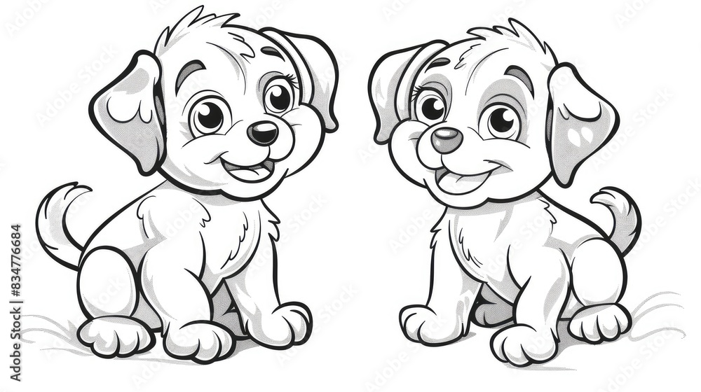 White background cartoon puppy line drawing used in teaching Generative Ai White background cartoon puppy line drawing used in teaching Generative Ai