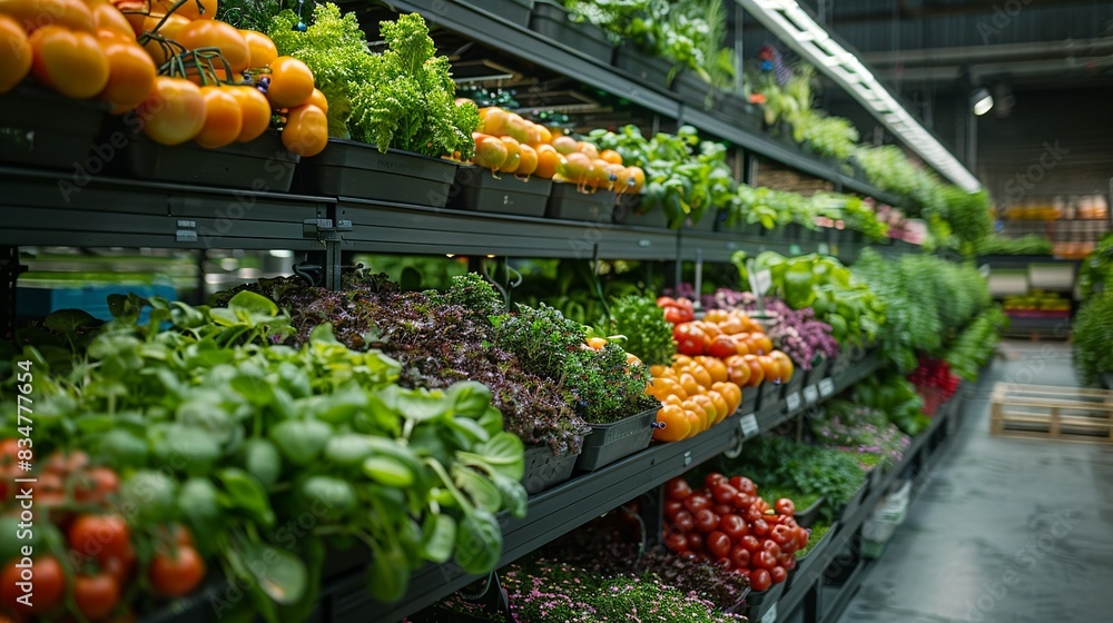 A hydroponic farm in an urban warehouse, exemplifying innovative solutions to food security challenges and urban sustainability. A hydroponic farm in an urban warehouse, exemplifying innovative solutions to food security challenges and urban sustainability.