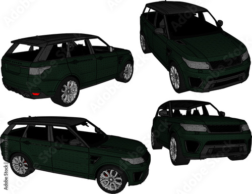 Sketch illustration vector detailed design drawing of 4 wheel drive adventure family car