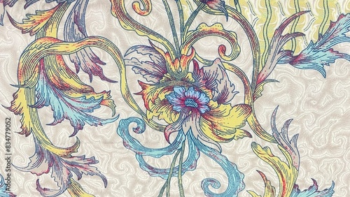 Vintage Floral Swirl Seamless Pattern Wallpape