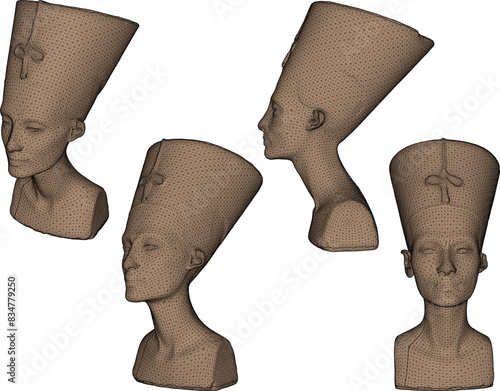 Sketch illustration vector detailed design drawing of egyptian queen nefertiti statue