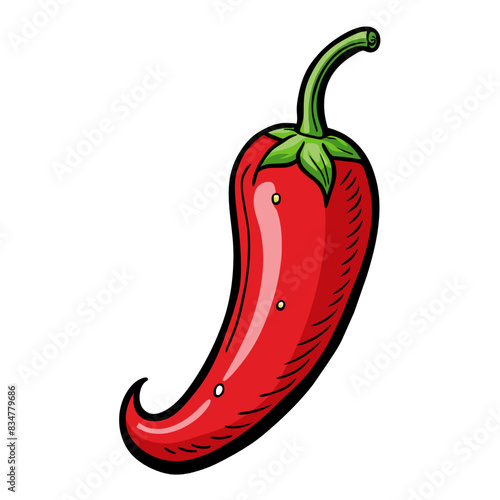Fresh red chili pepper isolate on white background