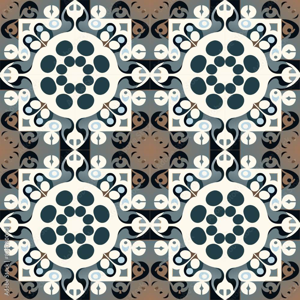 Black and white seamless pattern with intricate geometric shapes Black and white seamless pattern with intricate geometric shapes