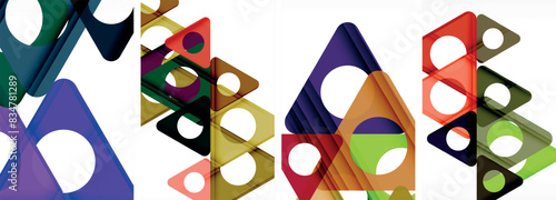 Abstract background set featuring captivating triangles. Harmonious blend of geometry and style, these designs bring modern flair