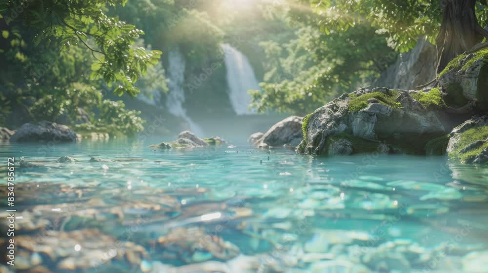 the beauty of the forest with a beautiful waterfall . seamless looping time-lapse virtual video Animation Background. the beauty of the forest with a beautiful waterfall . seamless looping time-lapse virtual video Animation Background.