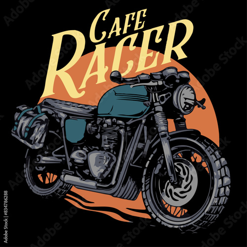 retro cafe racer motor bike artwork design illustration good for t-shirt print