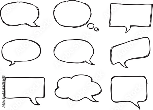 Obraz na płótnie BULLES DE DIALOGUES - BULLES DE CONVERSATIONS - BULLES DE DISCUSSIONS - DESSIN SOUS FORME DE CROQUIS AU CRAYON - ILLUSTRATIONS VECTORIELLES w salonie
