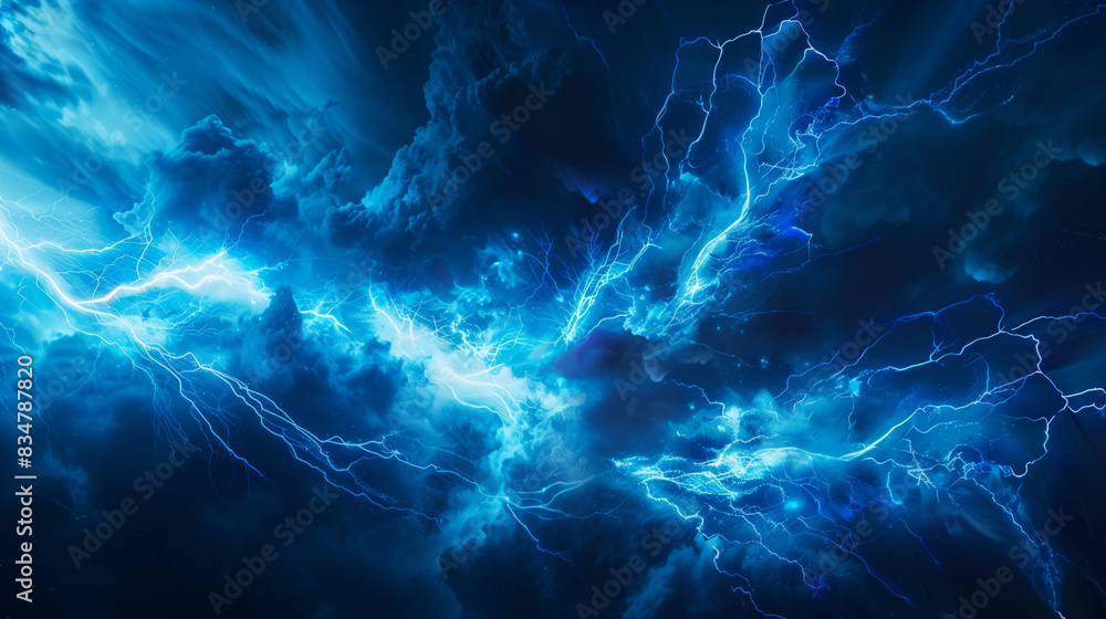 Lightning, electric thunderbolt strike of blue color during night storm, impact, crack, magical energy flash
Lightning, electric thunderbolt strike of blue color during night storm, impact, crack, magical energy flash
