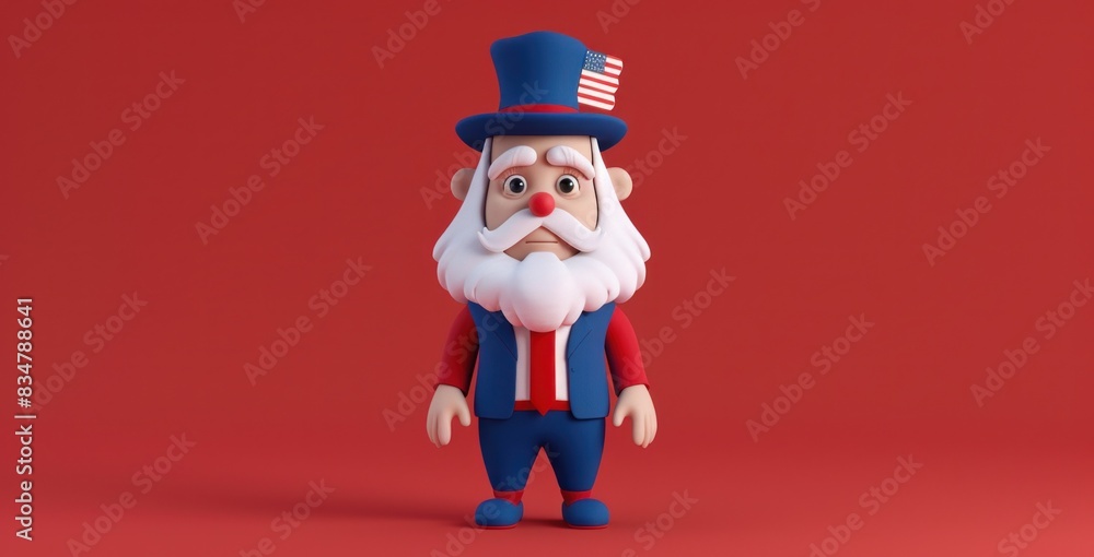 Whimsical 3D Cartoon of Uncle Sam Character Celebrating American Spirit, Generative ai Whimsical 3D Cartoon of Uncle Sam Character Celebrating American Spirit, Generative ai