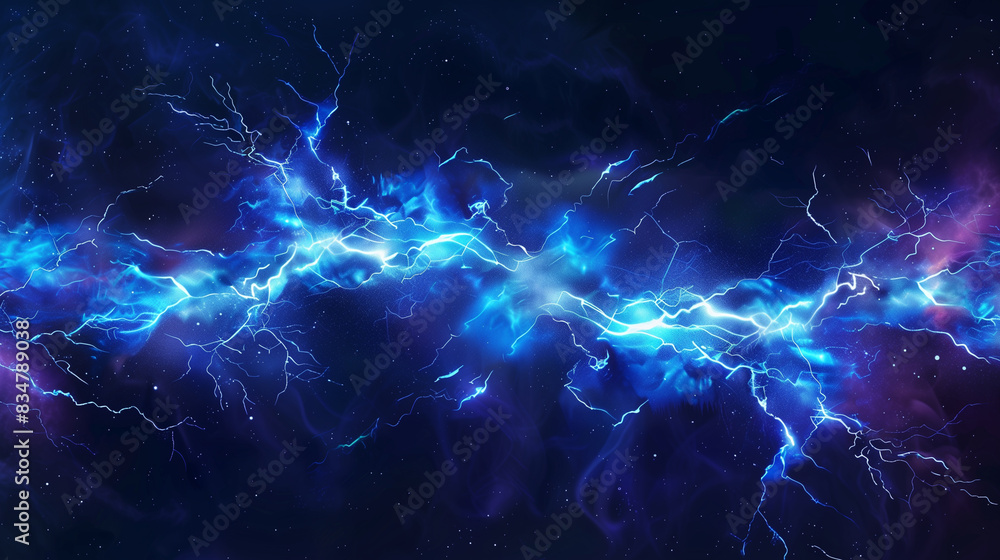 Lightning, electric thunderbolt strike of blue color during night storm, impact, crack, magical energy flash
Lightning, electric thunderbolt strike of blue color during night storm, impact, crack, magical energy flash