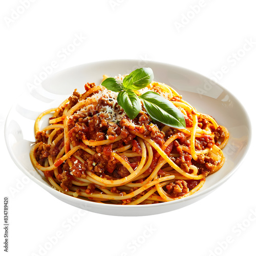 Spaghetti Bolognese isolated on transparent background generative ai photo