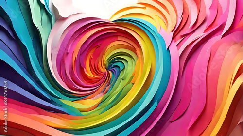 Wallpaper Mural abstract background wallpaper style spiral vortex made up of paper cut out with rainbow colors and 3d perspective and copy space
 Torontodigital.ca