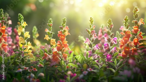 colorful meadow with blooming snapdragons