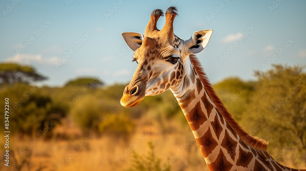 Fototapeta premium Close-up of a giraffe head in safari South Africa.