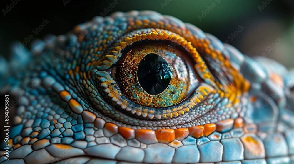 Fototapeta premium Extreme close-up of a beautiful and impressive iguana eye.