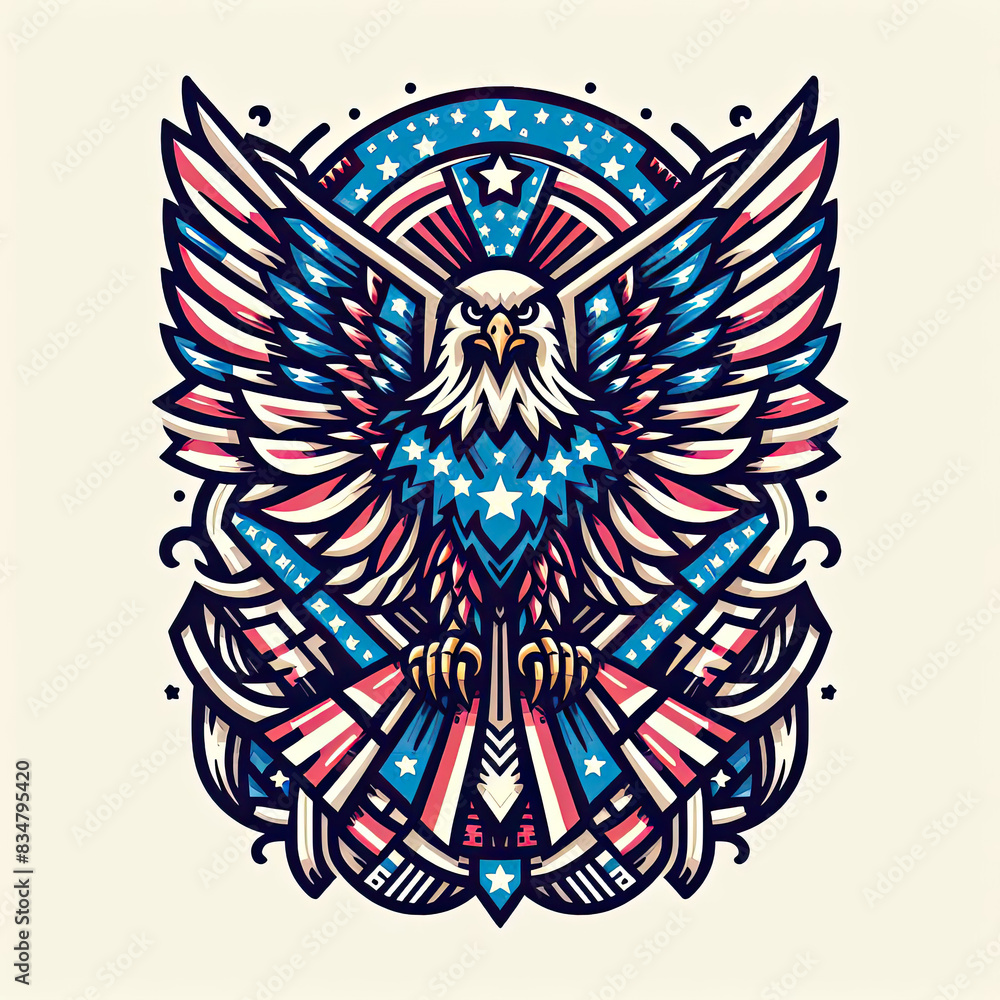 4th of July Independence Day of America logo and background 4th of July Independence Day of America logo and background