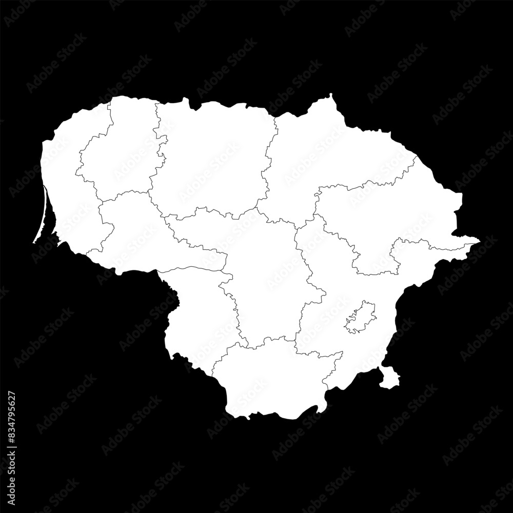 Obraz premium Lithuania map with counties. Vector illustration.