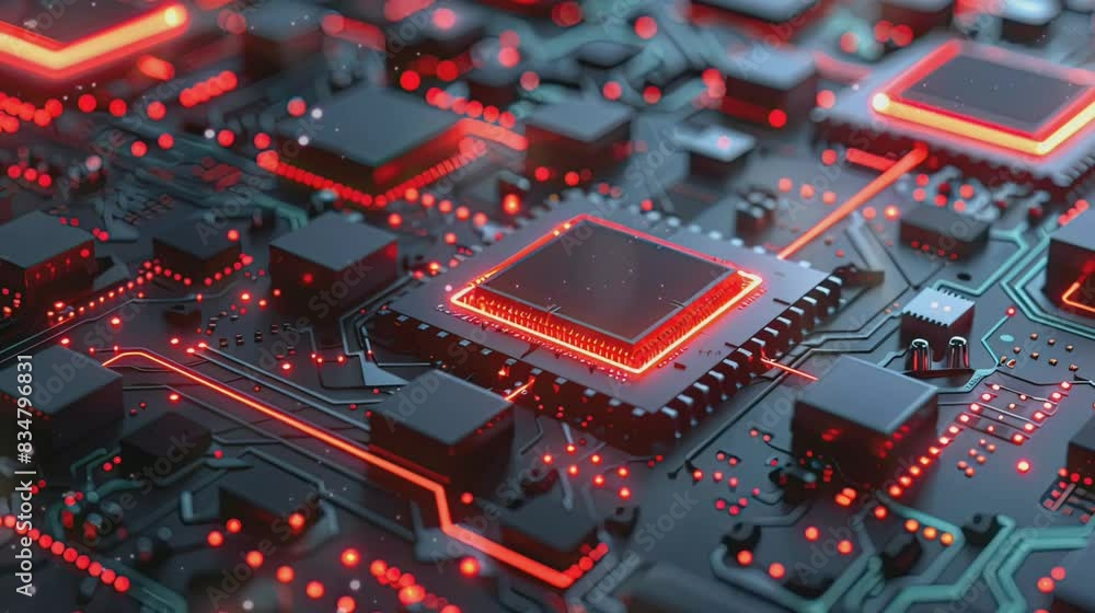 Cybernetic chips with neon traces. Smooth looping time lapse video animation background Cybernetic chips with neon traces. Smooth looping time lapse video animation background